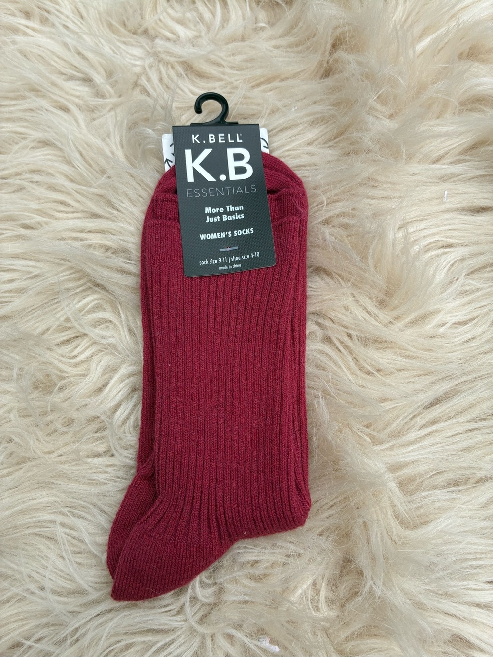 NWT K. Bell K.B Essentials Socks in Cranberry
Size 9-11
